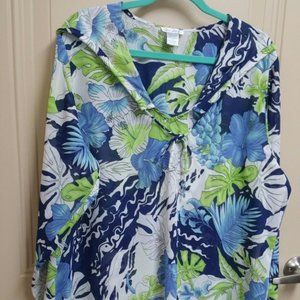 Silhouettes 1X Hoodie Tunic Light weight Tropical